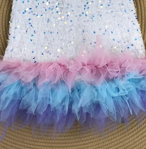 Nouvelle arrivée, robe de princesse en tulle à paillettes imprimée pour filles, robe décontractée à ligne A, longueur genoux, tenue de soirée - Product Image 2