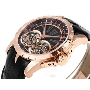 Reloj de movimiento mecánico automático con logotipo personalizado, caja de acero inoxidable de doble tourbillon de alta calidad y correa de cuero genuino. - Product Image 6