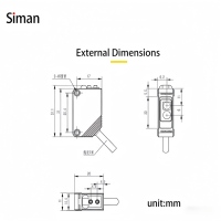 Sensor Fotoeléctrico de Medición de Distancia de Alta Frecuencia Siman SPA 1kHz GV TOF, Rango de 0.05-4m, Salida PNP/NPN para Detección de Obstáculos