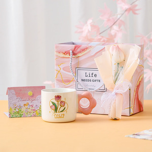 Regalo di Compleanno, <span class=keywords><strong>Tazza</strong></span> in Ceramica con Tulipano, Coperchio e Cucchiaio, Design Romantico per Ragazze, Migliori <span class=keywords><strong>Amiche</strong></span>, San Valentino, Festa della Mamma, Confezione Regalo - Product Image 6