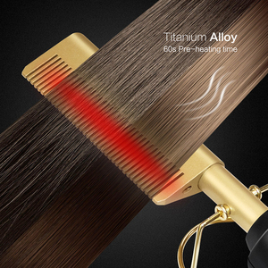 Brosse lissante professionnelle en céramique pour <span class=keywords><strong>barbe</strong></span> et cheveux avec technologie anionique, peigne électrique compatible camping-car - Product Image 3