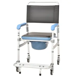 कमोड कुर्सी ब्लू Suppliers-बेडरूम लक्जरी छोटे प्रकाश धातु नीले बुजुर्ग चिकित्सा जंगम कमोड स्नान कुर्सी