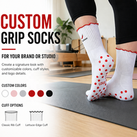 Chaussettes de yoga à volants brodés pour femmes, antidérapantes, respirantes, pour l'entraînement au Pilates