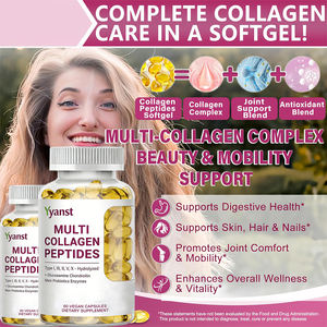 Ingrédients d'origine végétale OEM/ODM, soutient la santé de la peau, des cheveux et des ongles, capsules de collagène multi-peptides en gélules molles pour femmes, faible teneur en sucre - Product Image 5