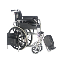 Fauteuil roulant manuel en acier, pliable et inclinable pour personnes handicapées