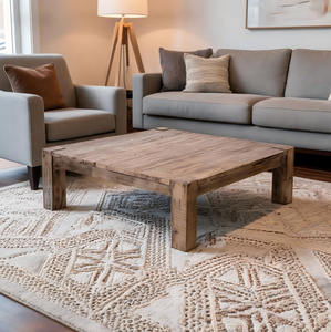<b>Reclaimed</b> Pine Wood Transitional Style Antique Natural Finish Coffee <b>Table</b> - Product Image 2