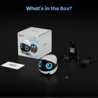 Enabot EBO AIR 2 PLUS Robot Compagnon Intelligent pour Animaux de Compagnie Caméra 3k Appel Vidéo Fonction de Patrouille IA Affichage Lecture Vidéo