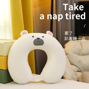 Almohada de Viaje en Forma de U de Espuma Viscoelástica Bear, Blanca, Portátil, para Siesta y Comodidad - Product Image 2