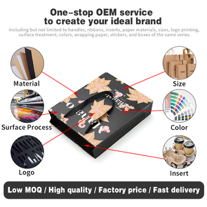 Sacs shopping en papier noir avec motif poinsettia doré et logo imprimé – Sacs personnalisés de remerciement pour les solutions de vente au détail et d'emballage de fêtes - Product Image 4