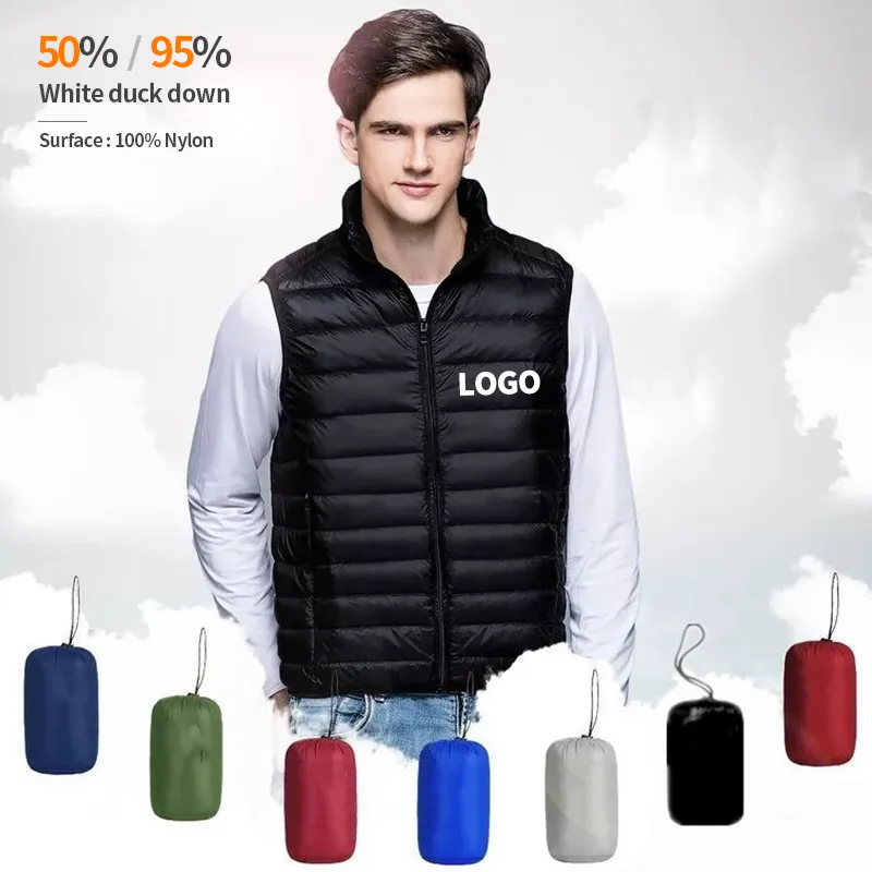 Thermal 50% 95% White Duck Down Custom Waistcoat Gilet Padded Winter Men's Puffer Vest