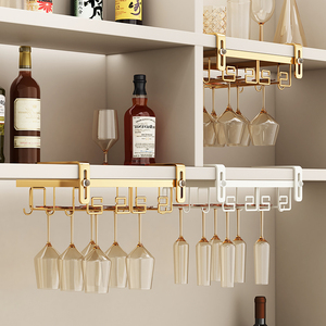 Cubiertos de varias filas de Metal dorado, almacenamiento debajo del gabinete, colgante de vino tinto, soporte para pañuelos de vidrio, estante de secado de platos, cordón - Product Image 5