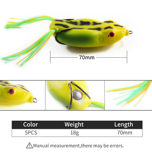 Vente <span class=keywords><strong>en</strong></span> gros de leurres de pêche artificiels <span class=keywords><strong>en</strong></span> forme de grenouille à double hameçon longue portée de 15 g et 70 mm, grenouille tonnante à bouche plate, fabricant de PVC pour la pêche à la carpe - Product Image 2