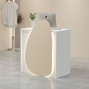 Comptoir de réception moderne, table de point de contrôle blanche, poste d'accueil pour entrée de magasin - Product Image 6
