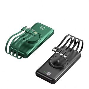 Banco de Energía Portátil OEM/ODM de 10000 mAh de Alta Capacidad con Carga Inalámbrica, Pantalla LED y Cable Integrado - Product Image 1