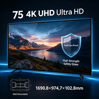 Téléviseur intelligent Google TV 75 pouces à écran plat en verre trempé 4K UHD LED LCD, montable au mur, QLED OLED
