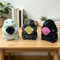 Figurines d'animaux en pierre naturelle sculptée (Marmotte et Licorne) pour la décoration de bureau et les cadeaux de festival – Vente en gros