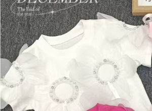 T-shirt d'été en coton à manches courtes pour filles, avec perles mignonnes, col polo, motif 3D, séchage rapide et respirant - Product Image 3
