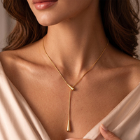 Collar STKN37 con Cadena de Serpiente en Forma de Lágrima, Ajustable, de Acero Inoxidable 304, Estilo Chic, Minimalista, Unisex, Joyería de Moda