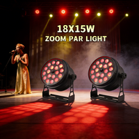 2PC Projecteur de scène professionnel intérieur RGBWA UV 18X15W 6IN1 LED Zoom Par pour bar, club, fête, mariage, DJ, éclairage de discothèque