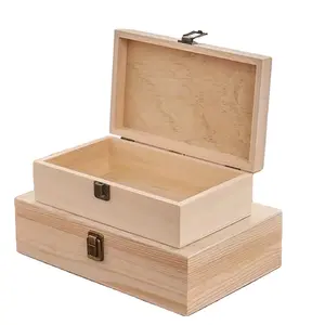 صناديق خشبية للتخزين مخصصة للهدايا وحقيبة تخزين للحرف اليدوية الخشبية