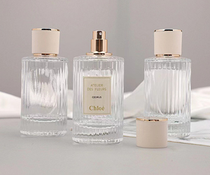 New Design Free Sample 30ml 50ml 100ml Clear Vertical Stripe Screw Spray <b>Atomizer</b> Oil <b>Perfume</b> Empty Bottle with Gold Cap - Product Image 4