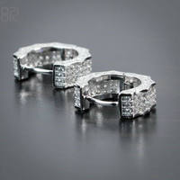 Boucles d'oreilles Huggie en or plaqué or 18 carats, 3.6 argent VVS, imitation diamant, 925 Ct