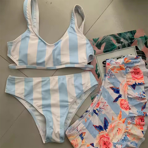 Women's Red Polka Dot Bikini Set <b>Bandeau</b> <b>Top</b> With Tie Front Ruffle Bottom Thong Swimwear Stretch Polyester Spandex Two Piece - Product Image 3