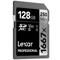 Carte mémoire Lexar 1667 X Pro haute vitesse 250 Mo/s V 60 256 Go UHS II SD Carte mémoire 4K HD Carte mémoire SD Caméra vidéo