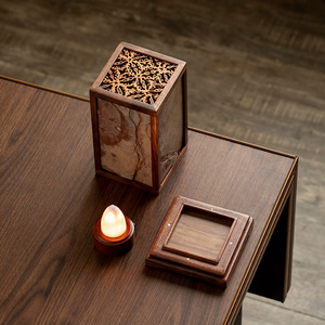 Lámpara de Mesa de Roca Inspirada en el Zen, Marco de Ébano, Base para Bombilla E27, Adorno Decorativo para Ceremonia del Té - Product Image 2