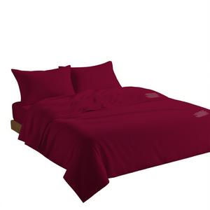 Juego de Sábanas de Algodón Bordeaux, Tamaño Individual Alemán, Cobertura Total, Tela Suave - Product Image 3