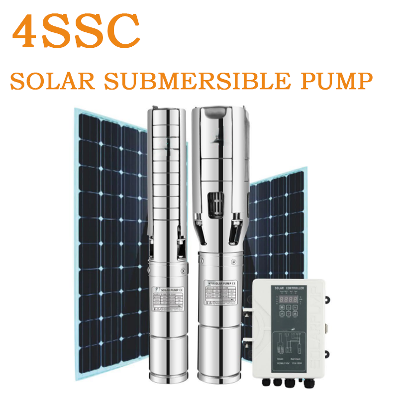 4SSC 5-36m/h Flow 19-203m Head Lift Stainless Steel Impeller Brushless DC Solar Submersible Water Irrigation Pump Agriculture