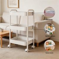 Chariot de rangement roulant à 3 niveaux, chariot utilitaire mobile robuste, chariot organisateur multifonction en métal avec roues
