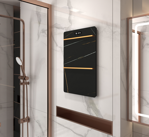 Radiateur chauffe-serviettes électrique mural double paroi en acier inoxydable noir pour hôtel, grand modèle à <span class=keywords><strong>eau</strong></span> <span class=keywords><strong>chaude</strong></span>, porte-serviettes de salle de bain - Product Image 6