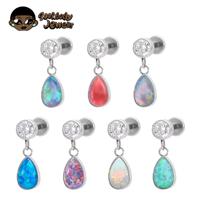 Boucles d'oreilles clous en titane G23 F136 avec pierres précieuses en gel opale et zircon, anneaux de lèvre, bijoux de piercing corporel, pendentifs de mode