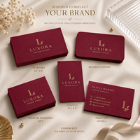 Cartes de visite de luxe personnalisées, impression sérigraphique, carton, encre dorée, design personnalisé de forme spéciale rouge premium - Cartes de remerciement pour petites entreprises