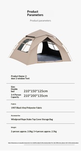 <span class=keywords><strong>Tente</strong></span> pliante automatique robuste et portable en Oxford, imperméable quatre saisons, pour 3-4 personnes, idéale pour le camping, les pique-niques et les activités familiales en extérieur - Product Image 3