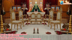 Sillas Vedi de madera de diseño moderno para bodas, conjunto Mandap dorado, decoraciones tradicionales indias para bodas, venta de fábrica, EE. UU. - Product Image 5