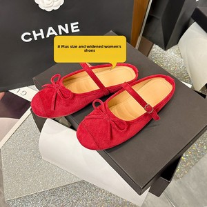 Chaussons mi-chaussons pour femmes, grande taille, style ballerines, chaussures de <span class=keywords><strong>danse</strong></span>, couleur unie, fermeture à boucle, ballerines élargies - Product Image 4