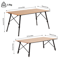 Table de camping pliable en aluminium, table de voyage réglable portable pour pique-nique en intérieur et en extérieur