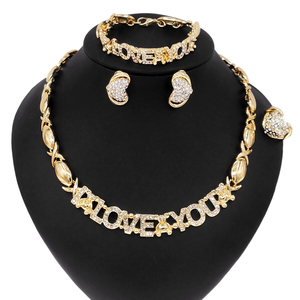 Yulaili mode bijoux baiser et câlin ensembles de bijoux plaqué or femmes je t'aime conception Costume accessoires cadeau de fête d'anniversaire - Product Image 1