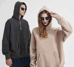 เสื้อมีฮู้ดทรงหลวมสำหรับผู้ชายเสื้อมีฮู้ดทรงหลวมมีโลโก้ที่กำหนดเองได้สำหรับทุกเพศผ้าฝ้าย100% เทอร์รี่ฝรั่งเศสไซส์ใหญ่พิเศษ - Product Image 3