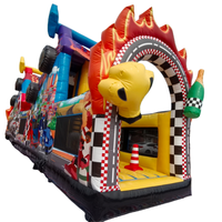 Parcours d'obstacles gonflables en bâche PVC durable et personnalisable, ville de divertissement gonflable en plein air