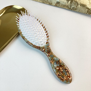 Peluquería Airbag Oval Detangling Hair Comb Brush Acetato Celulosa con cojín de aire Almohadillas para dientes Tortoiseshell Hair Brush - Product Image 3