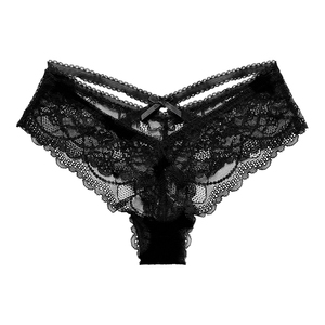 Bragas triangulares sexis europeas y americanas, ropa interior de nailon de LICRA transpirable con adorno de encaje de tiro bajo para <span class=keywords><strong>mujer</strong></span> - Product Image 3