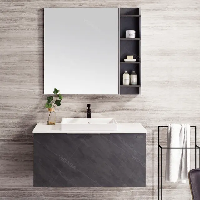 Armario de baño con montaje en pared de madera contrachapada, espejo para Baño