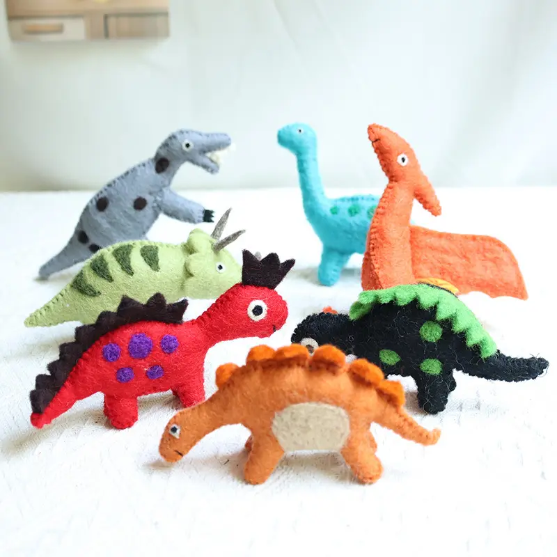 14 cm animais Feltro Ornamento macio Toy Handmade Felt Wool Dinosaur Kids Baby Dinosaur Brinquedos