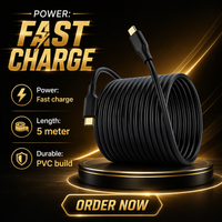 Câble USB Type-C de charge rapide 5M PD 100W avec gaine en PVC pour Macbook et autres appareils