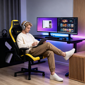 <span class=keywords><strong>Silla</strong></span> de Juego Ergonómica Ejecutiva Personalizada en Cuero Sintético Negro Directamente de Fábrica - Product Image 1