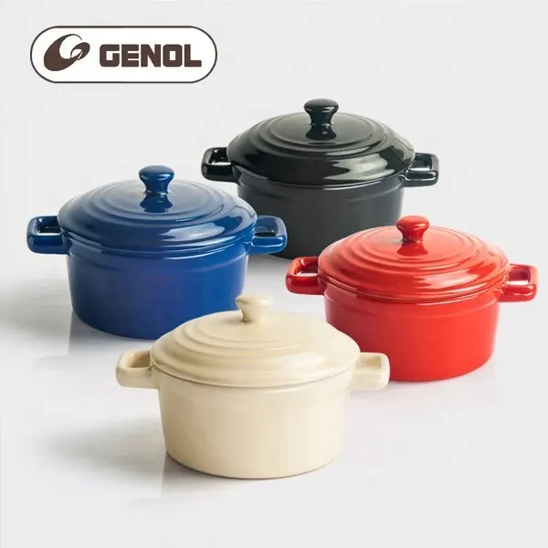 New product cheap price mini round casserole with ceramic lid