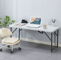 Table pliante en acier avec cadre en plastique HDPE de qualité alimentaire, facile à nettoyer, gain de place, pour extérieur, jardin, patio, pique-nique, camping, restaurant, événement